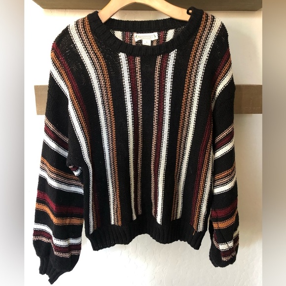 Love Riche Sweaters - Loveriche|Boho knit crewneck sweater in vintage style stripes•Grandpa sweater